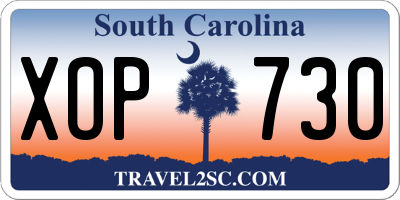 SC license plate XOP730