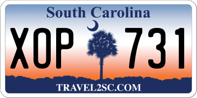SC license plate XOP731