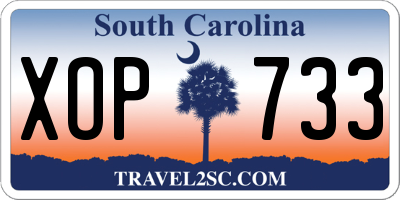 SC license plate XOP733