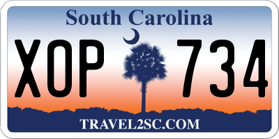 SC license plate XOP734