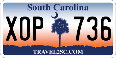 SC license plate XOP736