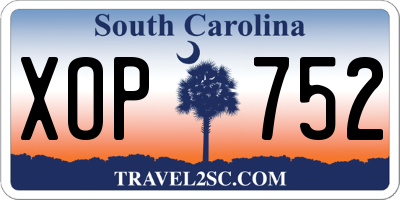 SC license plate XOP752