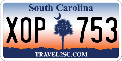 SC license plate XOP753