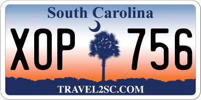 SC license plate XOP756