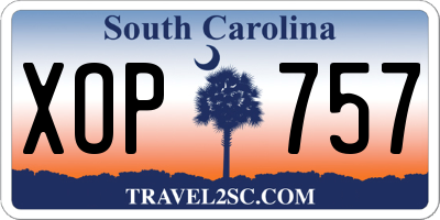 SC license plate XOP757