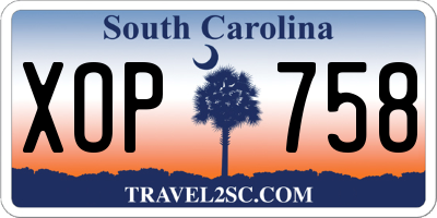 SC license plate XOP758