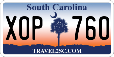 SC license plate XOP760