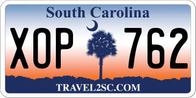 SC license plate XOP762