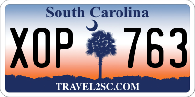 SC license plate XOP763