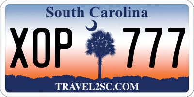 SC license plate XOP777