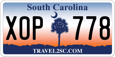 SC license plate XOP778