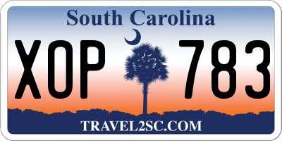 SC license plate XOP783