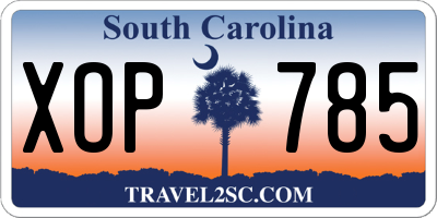 SC license plate XOP785