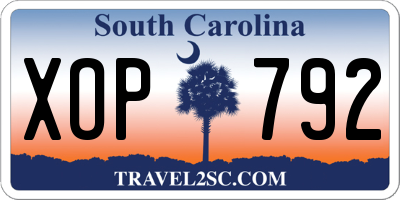 SC license plate XOP792