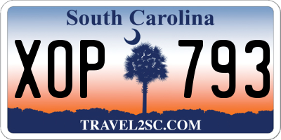 SC license plate XOP793