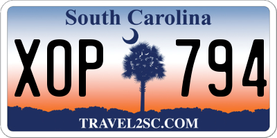 SC license plate XOP794