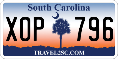 SC license plate XOP796