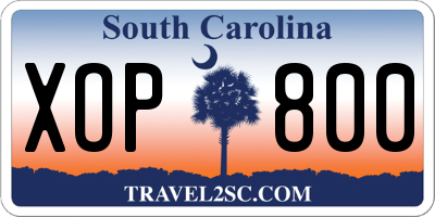 SC license plate XOP800