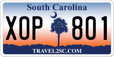 SC license plate XOP801