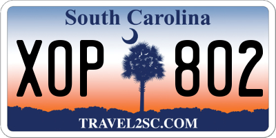 SC license plate XOP802