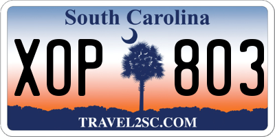 SC license plate XOP803