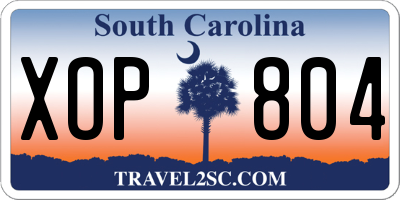 SC license plate XOP804