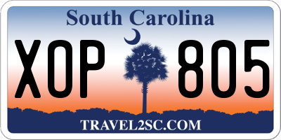 SC license plate XOP805