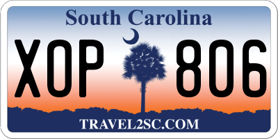 SC license plate XOP806