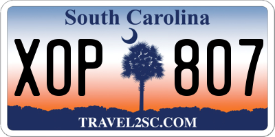 SC license plate XOP807