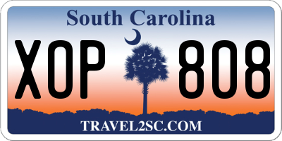 SC license plate XOP808