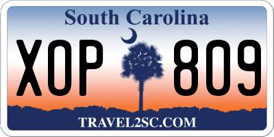 SC license plate XOP809