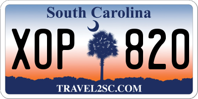 SC license plate XOP820