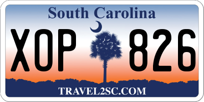 SC license plate XOP826