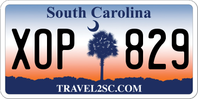 SC license plate XOP829