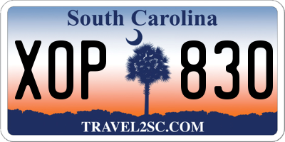 SC license plate XOP830