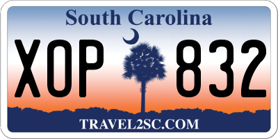 SC license plate XOP832