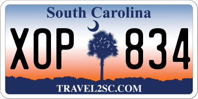 SC license plate XOP834