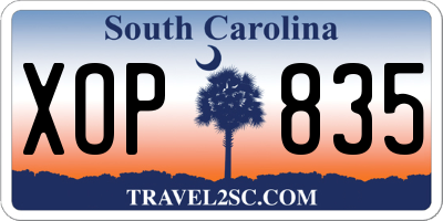 SC license plate XOP835