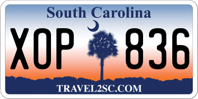 SC license plate XOP836
