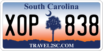 SC license plate XOP838
