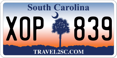 SC license plate XOP839