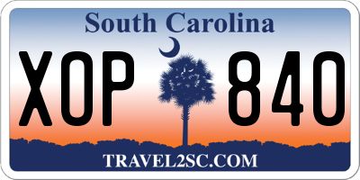 SC license plate XOP840