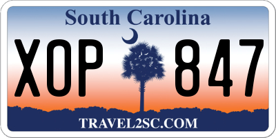 SC license plate XOP847