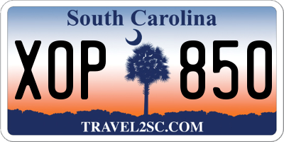 SC license plate XOP850