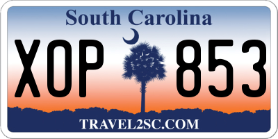 SC license plate XOP853