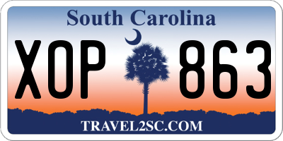 SC license plate XOP863