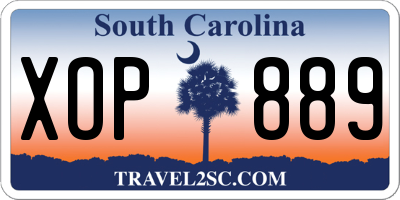 SC license plate XOP889