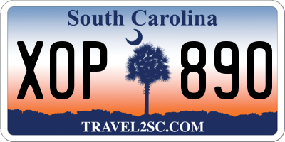 SC license plate XOP890