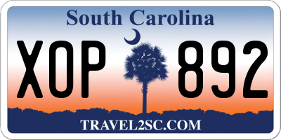 SC license plate XOP892