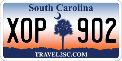 SC license plate XOP902